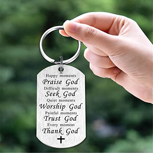 SOUSYOKYO Religious Keychain Christian Gift for Women Men, Godly Ideas, Thank God Spiritual, Bible Verse Healing, Religion Halloween Christmas