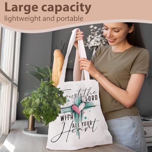 kunlisa Christian Tote Bag for Women, Christian Gifts for Women Faith Canvas Tote Bag - color: Trust in the Lord
