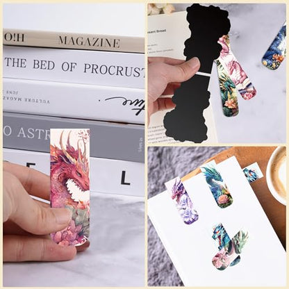 Dragon Floral Magnetic Bookmarks, Book Marks for Men and Teen Readers - style: Dragon
