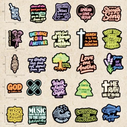 100 Pcs Christian Bible Stickers Neon Jesus Faith Sticker Bible Verse Stickers Scripture Vinyl Waterproof Water Bottle Laptop Decals