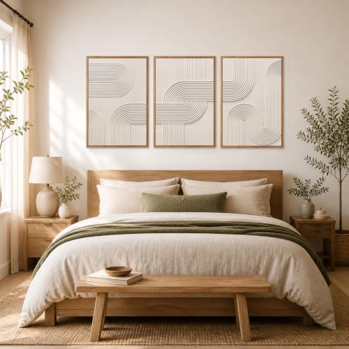 CHDITB 3D Large Arch Impasto Wall Art, Neutral Earth Tone Textured Decor - color: 3d Geometric Line Wall Art (Large), size: 24"L x 36"W