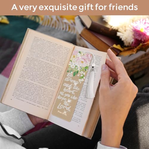 8 Pieces Christian Bible Verse Diamond Art Bookmarks 5d Christian Beaded Bookmark Acrylic Tassel Bookmark for DIY Making Beginners Adults Arts Craft Supplies (Floral Christian) - color: Floral Christian