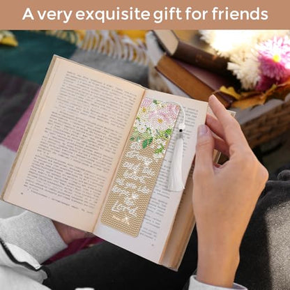 8 Pieces Christian Bible Verse Diamond Art Bookmarks 5d Christian Beaded Bookmark Acrylic Tassel Bookmark for DIY Making Beginners Adults Arts Craft Supplies (Floral Christian) - color: Floral Christian