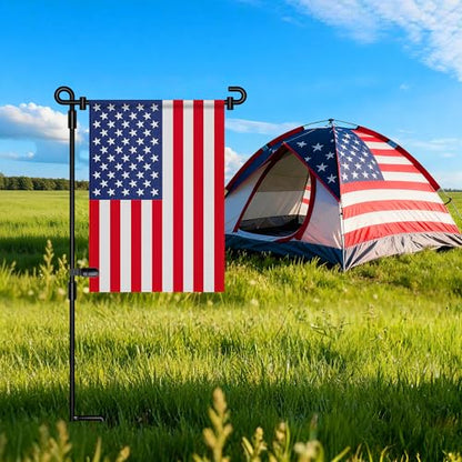 HOOSUN Garden Flag Stand,Premium Garden Flag Holder Pole Metal Powder-Coated Weather-Proof Paint with Graden Flag Clip and Spring Stoppers Without Flag Garden Decorations - color: Black