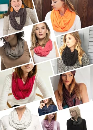 Lina & Lily Premium Modal Jersey Knit Women's Infinity Scarf Loop Lightweight - color: Baby Blue