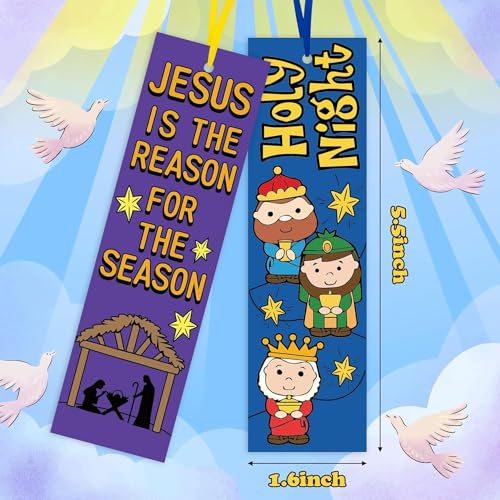 Haooryx Nativity Color Your Own Bookmark Religious DIY Coloring Bookmarks - style: Christmas Nativity