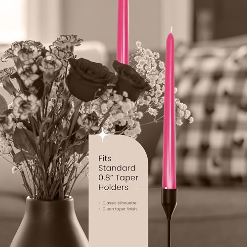 Leor & Lair Hot Pink Taper Candles, 4 Pack, 10" Hot Pink Candles, Unscented - color: Hot Pink