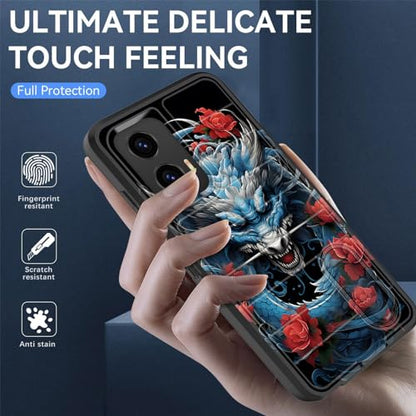 for Moto G Stylus 5G 2024 Case Built in Kickstand,Heavy Duty Protective Shockproof 3-Layer Full Body Rugged Phone Cover for Motorola Moto G Stylus 5G 2024,Dragon Rose - color: Dragon Rose