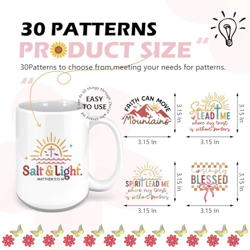 AFRITEE UV DTF Cup Wraps - 20 Sheets Christian Bible Verse UV DTF Stickers for 16 oz Glass, Faux Yarn Religion Inspirational Quotes Waterproof Transfer Sticker Decals for DIY Water Bottle Mug Crafts - style: Bible Verse