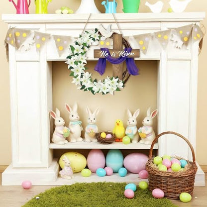 11.5 Inch Wooden He is Risen Easter Cross Wreath Door Sign