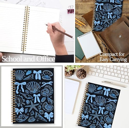 Blue Coquette Coastal Seashell Notebook, Beach Lover Gifts, Preppy Beach Aesthetic Journal for Women Girls, Retro Summer Vibes Spiral Notebook Journal 5.5x8.3 - color: Color 11