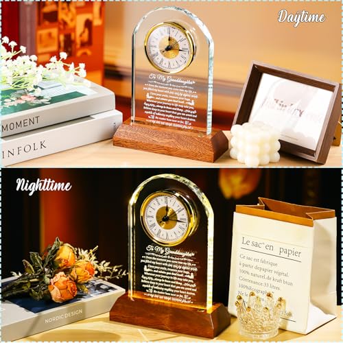 Arikyrist Glass Clock Granddaughter Gifts from Grandma Grandpa - color: Granddaughter