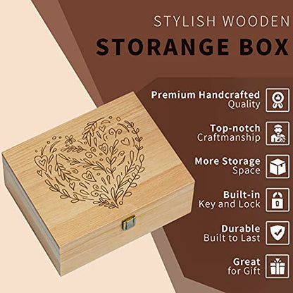 EXISTING Memory Box for Keepsakes, Heart Wooden Box with Hinge Lid - color: Beige