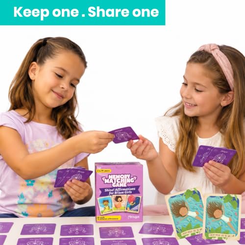 Menique Shine Memory Matching Game – 80 Cards (40 Pairs) with Positive Affirmations for Brave Girls – Motivational & Mindful Matching Game for Confidence and Self-Love - style: Affirmations