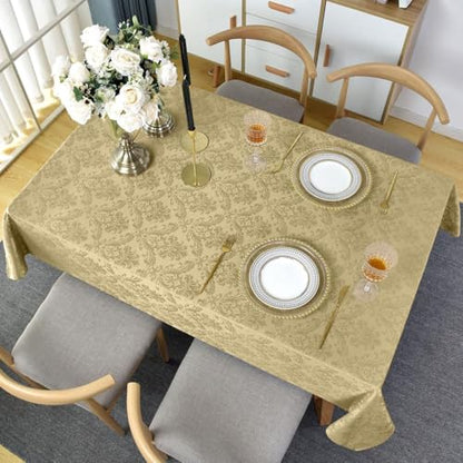 SASTYBALE Jacquard Tablecloth Rectangle 52 x 70 Inch, Gold - color: Gold, size: 70" x 52" (Rectangular)