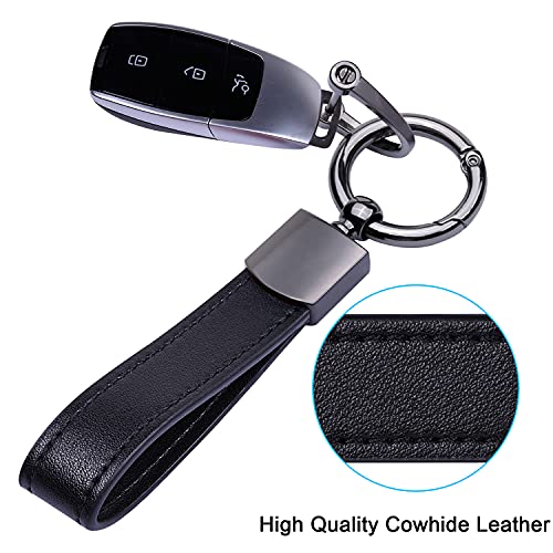 Wisdompro Genuine Leather Car Keychain, Universal Key Fob Keychain - color: Black