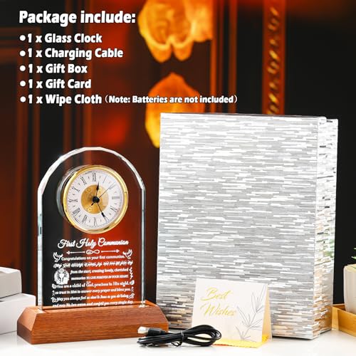 Arikyrist Glass Clock First Holy Communion Gifts for Girls Boys Catholic - color: Holy Communion