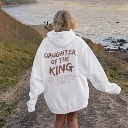 Daughter Of The King Hoodie For Women Christian Religious Hoodies Jesus Bible Verse Inspirational Hooded Sweatshirts - color: White, size: Large