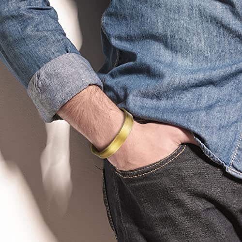 Stainless Steel Adjustable Cuff Bangle Bracelet for Men Women Minimalist - color: M-Metal Color: Bronze
