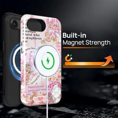Magnetic Case for iPhone 16e, Compatible with Magsafe PC Hard Shell & Silicone Inner Bumper Anti-Scratch Full-Body Cover Shockproof Slim Design Retro Newspaper Collage Religious Jesus - color: Retro Newspaper Collage Religious Jesus, size: iPhone 16e