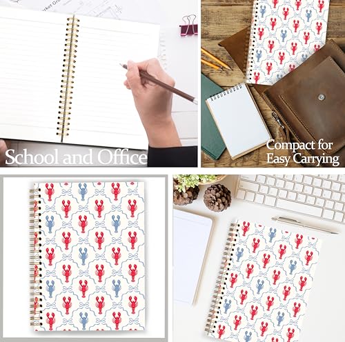 Coquette Bow Lobster Notebook, Lobster Lover Gifts, Nautical Beach Preppy Aesthetic Journal for Women, Grandmillenial Ocean Crayfish Spiral Notebook Journal 5.5x8.3 - color: Color 12