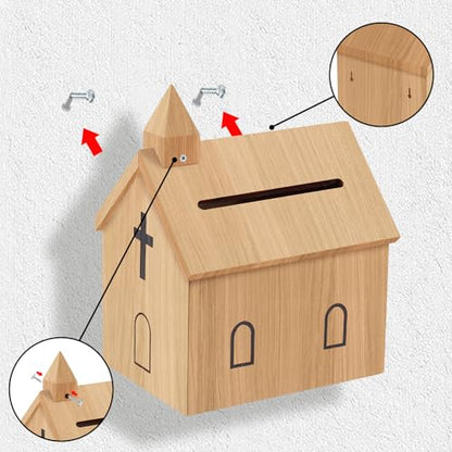 Offering Boxes for Church - Prayer Request Box, Wood Church Offering Collection Tithing Donation Fundraising Box 9.1 x 6.7 x 11.8 in