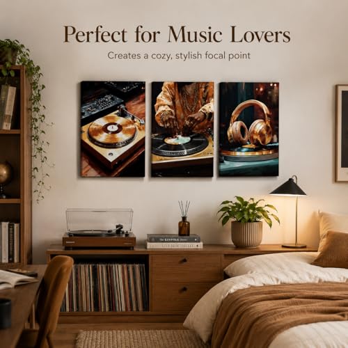 IEMIHZUM DJ Turntable Canvas Wall Art Set of 3 Music Hip Hop Posters12x16in - color: Canvas DJ, size: 16L"X12W"