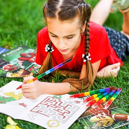 BenLouis 24 Football Mini Coloring Books with 24 Crayons for Kids Bulk - style: Football