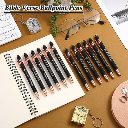Chuangdi 48 Pcs Bible Verse Pens Bulk Black Ink Pens, Black - color: Black