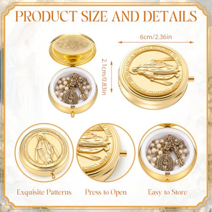 Nosiny 4 Pcs Vintage Rosary Bead Box Catholic Gift Rosary Case for Women