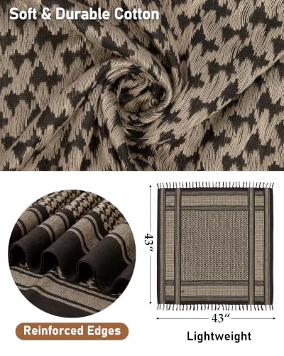 Aonal Military Shemagh Tactical Desert Scarf, Keffiyeh Scarf for Men - color: Brown