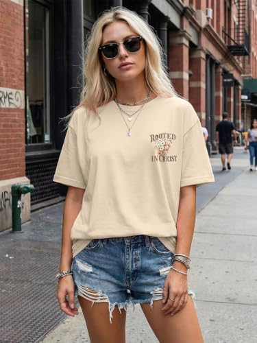 AMWIPE Faith Over Fear Shirt Womens Christian Tshirts Religious Sayings Tees Vintage Bible Verse Inspirational Tee Tops - color: Apricot6, size: XX-Large