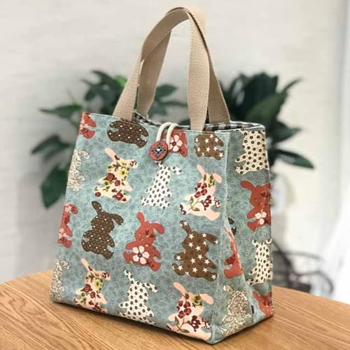 SNDEC Canvas Small Bible Bag for Girls and Women, Cute Mini Preppy Aesthetic Tote, Reusable Grocery Bag for Essentials - color: Green