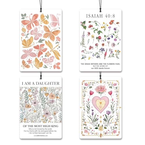 4 Pcs Christian Car Air Fresheners,Floral Butterfly Bible Verse Decor - color: flower