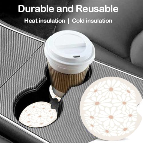 Ceramic Car Coasters – Absorbent Car Cup Holder Coaster Set for Women, Cute Aesthetic Car Accessories for Girls, 2 Pack (Almond Milk) - color: Almond Milk