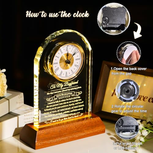 Arikyrist Glass Clock Gifts for Boyfriend on Anniversary Birthday - color: Boyfriend