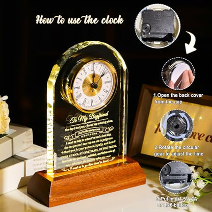 Arikyrist Glass Clock Gifts for Boyfriend on Anniversary Birthday - color: Boyfriend