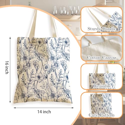 Aesthetics Canvas Tote Bag - Art Design Gift for Women, Reusable Purse Tote Bag with Inner Zip Pocket - style: Blue Toilet
