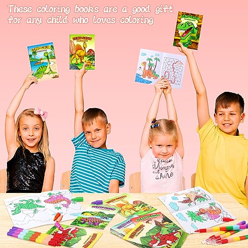 BenLouis 24 Dinosaur Mini Coloring Books with 24 Crayons for Kids Bulk - style: Dinosaur