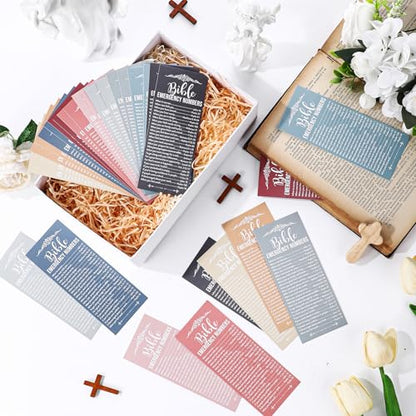 Motiskyy 100 Pcs Bible Emergency Numbers Bookmark Gift, Bright Morandi - color: Bright Morandi