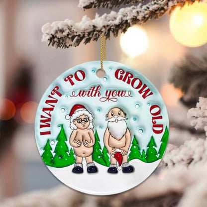 Couples Christmas Ornament, Unique Funny Christmas Ornaments, Couples Gifts - color: Old Couple