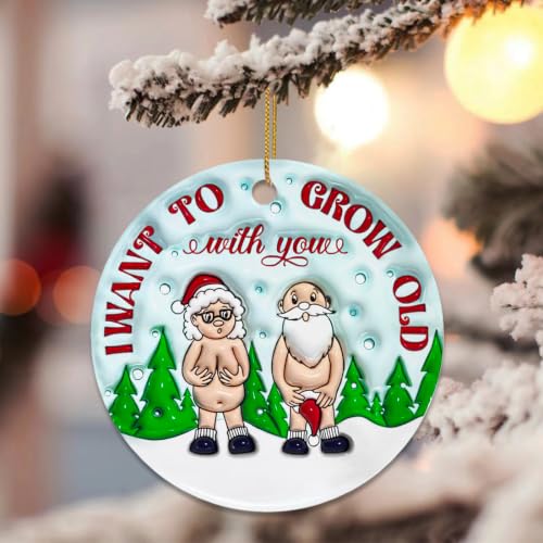 Couples Christmas Ornament, Unique Funny Christmas Ornaments, Couples Gifts - color: Old Couple