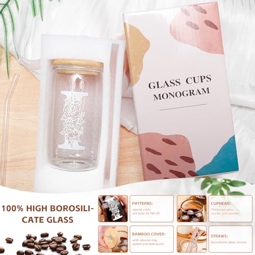 Christmas Gifts for Women: Initial Glass Cup as Office Graduation Memorial Holiday Personalized Gifts - for Mom Grandma Wife Girlfriend Sister Daughter Friend Christmas Gifts - I Aesthetic Cup - color: I