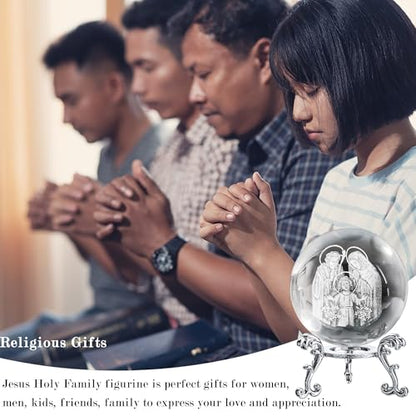Holy Family Crystal Ball 3D Laser Engraved K9 Christian Gift 2.3 Inch - style: Holy Family