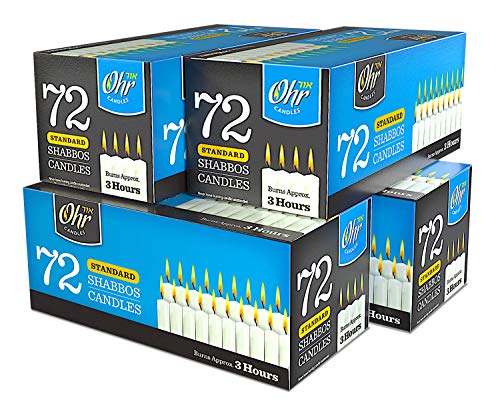 OHR CANDLES Shabbat Candles, Traditional Shabbos Candles, 3 Hour, 72 Count (Pack of 4), Bulk - size: 4-Pack