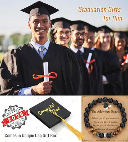 TONY & SANDY Christian Gift for Him Kids Teen Boys Adults Men Cross Bracelet Son Grandson Birthday Graduation Easter Religious Gifts for Men Christmas - style: Graduation ( 7.5 Inches )
