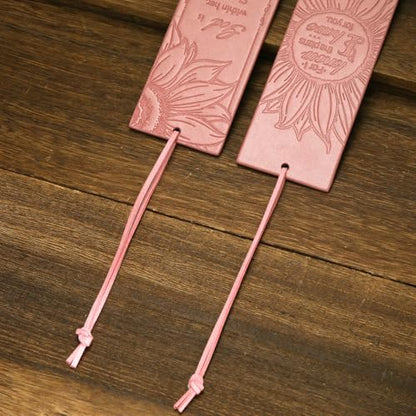 2 Pcs Sunflower Christian Leather Bookmarks for Women, Pink Christian Gifts for Women Book Marks for Reading Women (Pink) - style: Pink