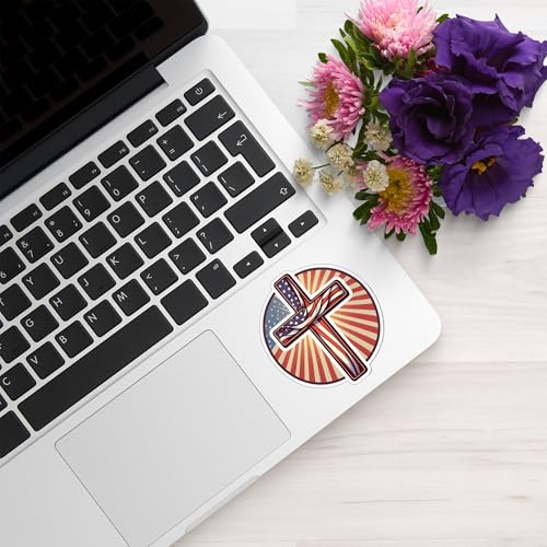 American Flag Cross Vinyl Sticker 5 Inch Waterproof Christian Jesus Faith Decal Patriotic Religious Graphic for Car Laptop Water Bottle Window Bumper Auto Accessory - color: 01