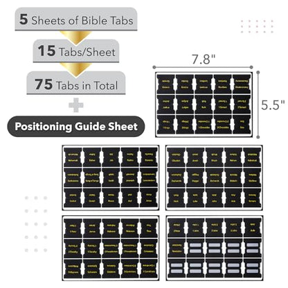 Mr. Pen- Laminated Bible Tabs, 75 pcs, Black, Gold Foil Embossed Lettering - color: Black (Gold Foil Lettering)