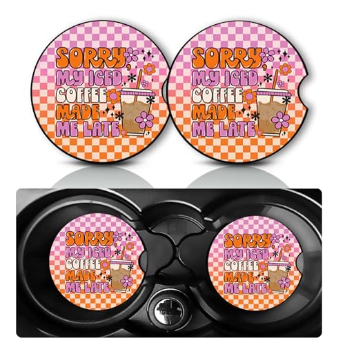 2Pack Coffee Car Cup Holder Coaster Neoprene Car Coasters - color: Coffee